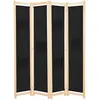 Image de vidaXL Cloison de Séparation 4 Panneaux Séparateur de Pièce Paravent Pliable Brise-Vue Chambre à Coucher Maison Intérieur Noir Tissu