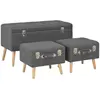 Image de vidaXL Tabourets de rangement lot de 3 Gris foncé Tissu