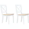 Image de vidaXL Chaises à manger lot de 2 blanc et bois clair bois hévéa massif