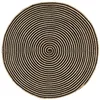 Image de Tapis fait à la main Jute avec design de spirale Noir 90 cm
