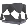 Image de vidaXL Chaise Longue d'Extérieur avec Rideaux Résine Tressée Mobilier de Terrasse Meuble de Jardin Chaise de Jardin Patio Véranda Extérieur