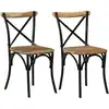 Image de vidaXL Chaises à dossier croisé lot de 2 noir bois de manguier solide