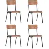 Image de vidaXL Chaises à manger lot de 4 marron contreplaqué solide et acier