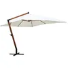 Image de vidaXL Parasol blanc déporté XXL 3x4m avec pied en bois dur