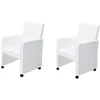 Image de vidaXL Fauteuil à roulettes Blanc (Lot de 2)