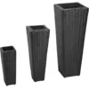 Image de vidaXL Lits surélevés de jardin 3 pcs Résine tressée Noir