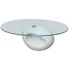 Image de vidaXL Table Basse étagère Ovale en Verre Blanc Brillant Moderne Salon