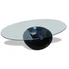 Image de Table basse avec dessus de table en verre ovale Noir brillant