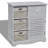 Image de vidaXL Armoire en bois 3 paniers gauches en tissage Blanc