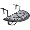 Image de vidaXL Table Suspendue de Balcon Noir et Blanc Mosaïque
