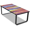 Image de vidaXL Table Basse avec Impression d'arc-en-Ciel Dessus en Verre Meuble Salon