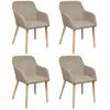 Image de vidaXL Chaises à manger lot de 4 beige tissu et chêne massif