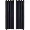 Image de vidaXL 2 pcs Rideau Blackout Occultant Noir avec  illets en métal 135x245cm