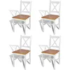 Image de vidaXL 4 pcs Chaise Salle à Manger en Bois Blanc et Naturel