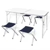Image de vidaXL Ensemble de Table Pliable de Camping et 4 Tabourets, Meuble à Manger, Mobilier de Jardin Cuisine Patio Pique-Nique Exterieur