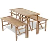 Image de vidaXL Table de Picnic/bière Pliable en Bambou avec 2 bancs Table de Jardin