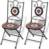 Image de vidaXL Chaises pliables de bistro 2 pcs Céramique Terre cuite et blanc