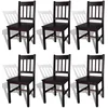 Image de vidaXL 6X Bois de Pin Chaise Salle à Manger Marron Foncé Chaise de Cuisine