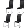 Image de vidaXL Chaises à manger cantilever lot de 4 noir similicuir