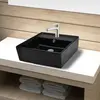 Image de vidaXL Robinet de lavabo salle de bain céramique/trou trop-plein carré noir