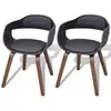 Image de vidaXL Chaises à manger lot de 2 noir bois courbé et similicuir