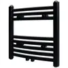 Image de vidaXL Sèche-serviettes eau chaude à rails incurvés noir 480 x 480 mm