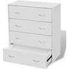Image de vidaXL Buffet avec 4 Tiroirs, Meuble de Rangement avec Poignée, Armoire de Rangement, Organisateur Intérieur Salon, Moderne, Blanc