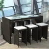 Image de vidaXL Ensemble de bar de jardin 7 pcs coussins Résine tressée Marron