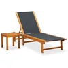 Image de vidaXL Chaise Longue avec Table Bois d'acacia Solide et textilène