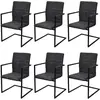 Image de vidaXL Chaises à manger cantilever lot de 6 noir similicuir