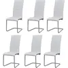 Image de vidaXL Chaises à manger cantilever lot de 6 blanc similicuir