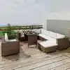 Image de vidaXL Salon de jardin 10 pcs avec coussins Résine tressée Marron