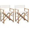 Image de vidaXL Lot de 2 Chaise Pliable, Sièges avec Accoudoirs, Fauteuil avec Dossier, Chaises de Jardin Patio Terrasse Extérieur, Bambou et Toile
