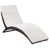 Image de vidaXL Chaise Longue Pliable avec Coussin Bain de Soleil de Jardin Transat de Patio Chaise Longue d'Extérieur Terrasse Plage Résine Tressée Marron