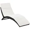 Image de vidaXL Chaise Longue Pliable avec Coussin Résine tressée Noir