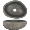 Image de vidaXL Lavabo en Pierre de Rivière Ovale 30-37 cm Vasque Lave-Main Toilette