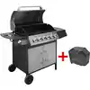 Image de vidaXL Barbecue à gaz 6 + 1 zone de cuisson Noir et argenté