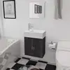 Image de vidaXL Meubles de salle de bains trois pièces Noir