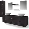Image de vidaXL Ensemble 9 pcs de mobilier Meuble de Salle de Bain et lavabo Vasque Noir