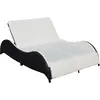 Image de vidaXL Chaise Longue Double avec Coussin Bain de Soleil de Jardin Transat de Patio Chaise Longue d'Extérieur Terrasse Plage Résine Tressée Noir