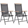 Image de vidaXL Chaises de jardin pliables lot de 2 aluminium et textilène noir