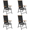 Image de vidaXL 4X Chaise Pliable de Jardin Noir Mobilier de Jardin Terrasse Balcon