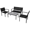 Image de vidaXL Salon de Jardin 4 pcs Textilène Noir
