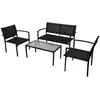 Image de vidaXL Salon de jardin 4 pcs Textilène Noir