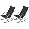 Image de vidaXL Chaises à bascule de jardin lot de 2 Acier et textilène Noir
