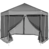 Image de vidaXL Chapiteau Hexagonal avec 6 parois latérales Gris 3,6x3,1 m