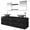 Image de vidaXL Meubles de Salle de Bain 9 pcs avec lavabo et Robinet Noir