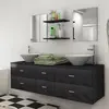 Image de vidaXL Meubles de salle de bain 9 pcs avec lavabo et robinet Noir