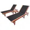 Image de vidaXL Chaises longues lot de 2 et table Bois d'acacia et textilène