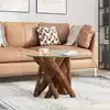 Image de vidaXL Table basse Bois flottant de teck massif 60 cm